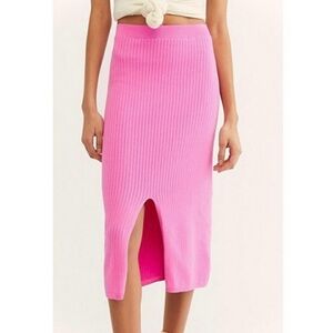 Free People Skyline Pink Midi Knit Skirt | Size M | EUC |